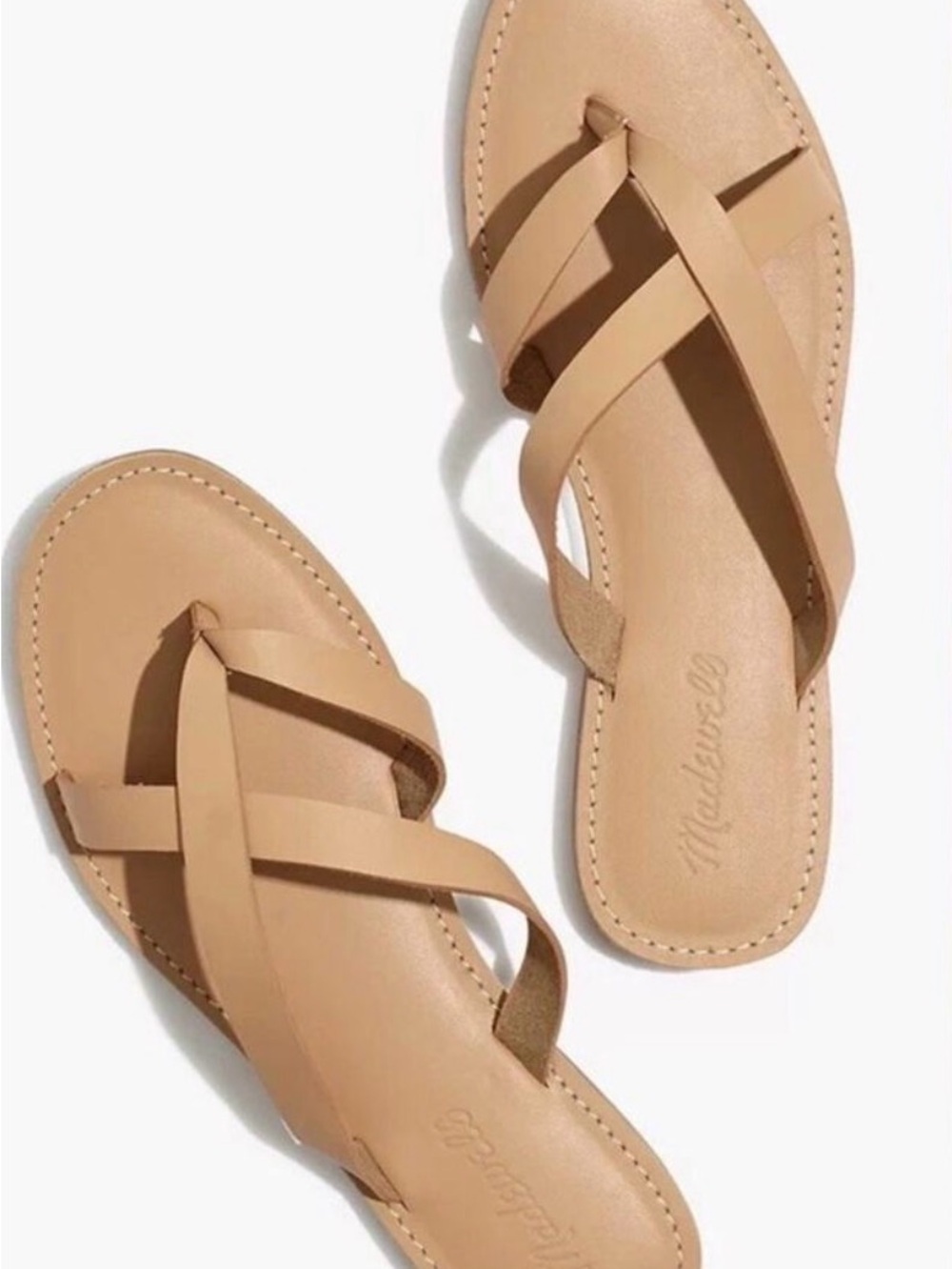 Made we’ll Women's Tan Crisscross Slide Sandals